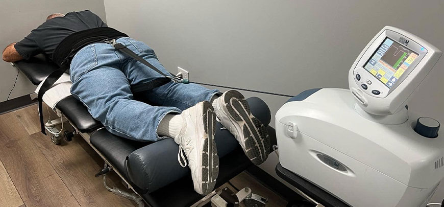 Spinal decompression table used for spinal decompression therapy at Dynamic Chiropractic in Louisville